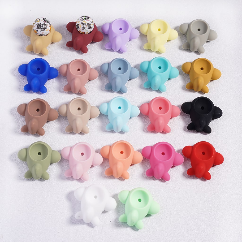 Mini Cute Airplane in Different Color Silicone Focal Beads Random Mix