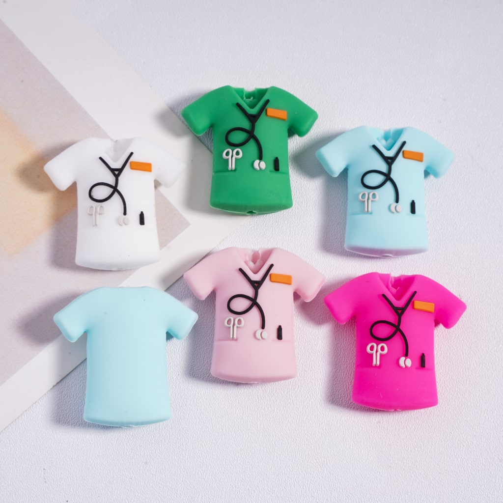 3D Medical Staff Multicolor Uniform Silicone Focal Beads Random Mix