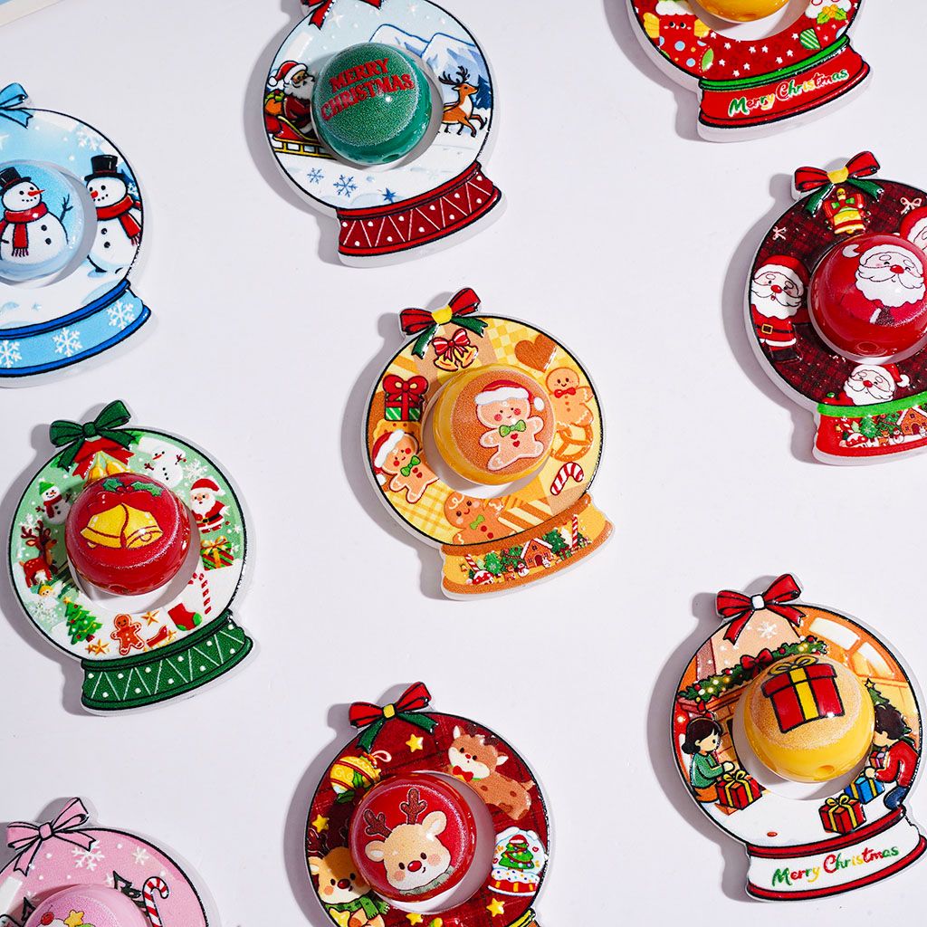 Acrylic Beads Hollowed Crystal Ball with Bowtie Christmas Tree Santa Claus Snowman Gingerbread Man Bell Gift Box Reindeer & Round Beads, Random Mix (Please Read the Description)