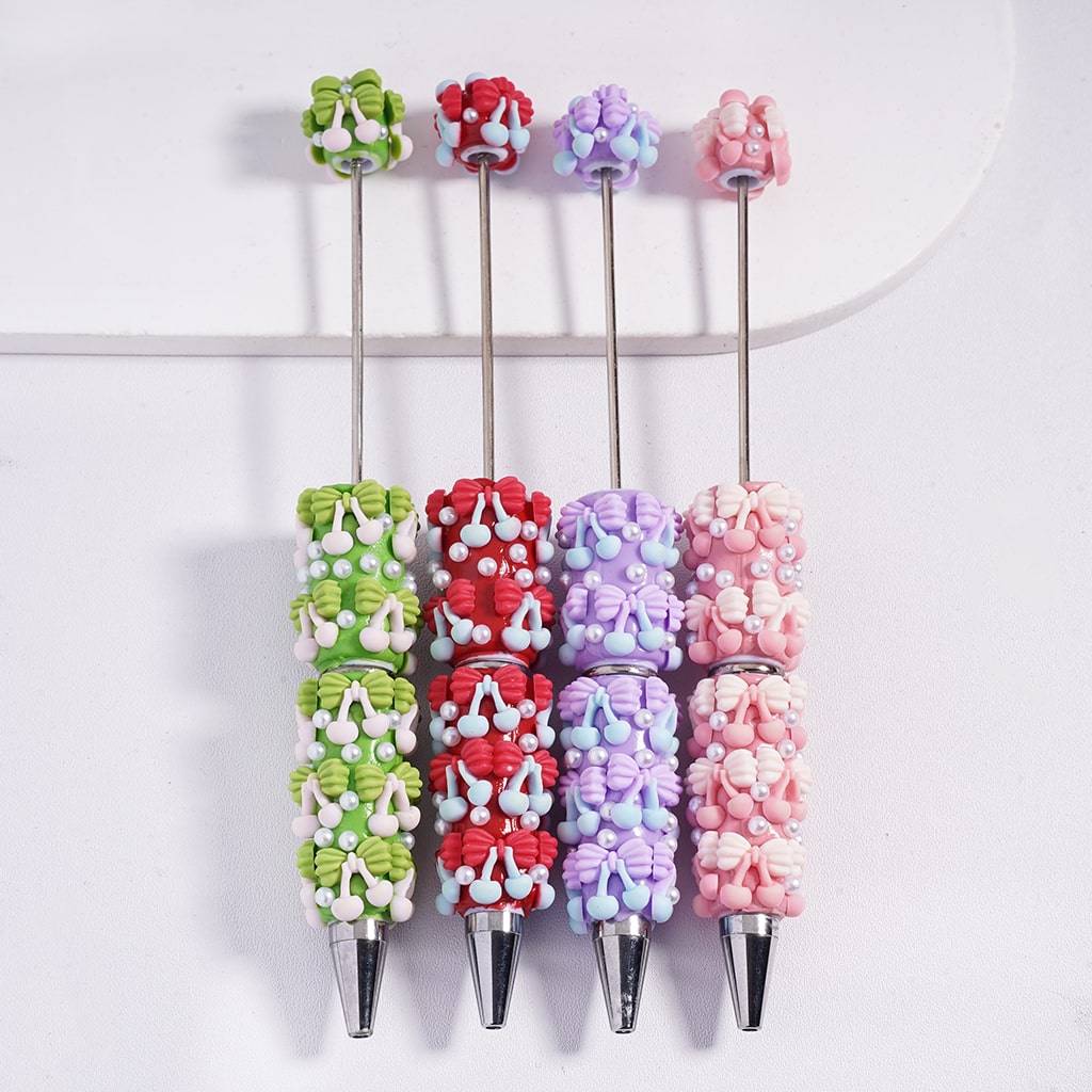 Cherry Icons Colorful Bowties & White Pearls Beadable Clay Pens Random Mix