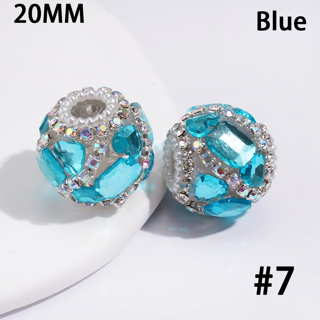 Heart & Hexagon Rhinestones, Handmade Acrylic Beads Crystal Design & White Pearl Trim, 20MM, Random Mix