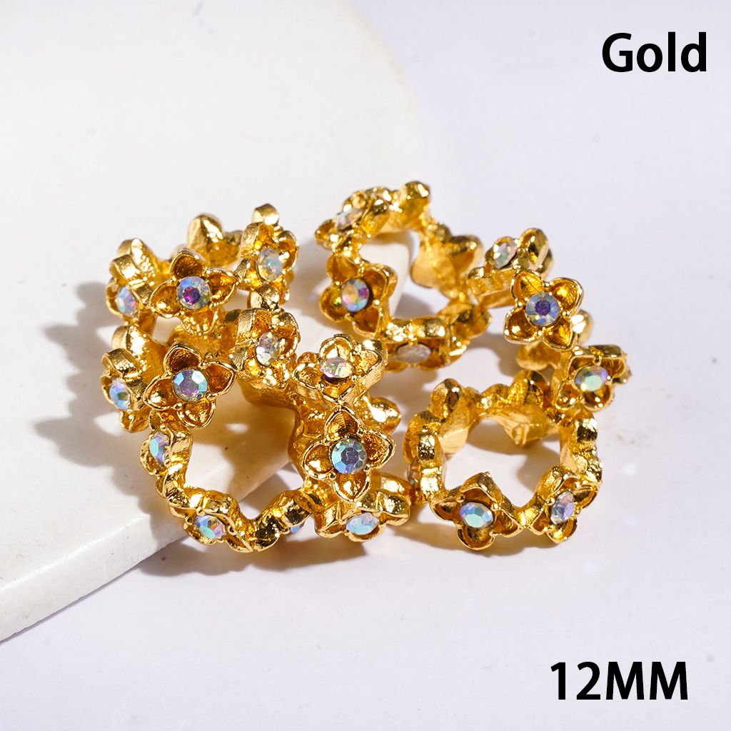 Dazzling Four-Petaled Flower with AB Rhinestones Metal Spacer Beads, 12MM, Multi-Color