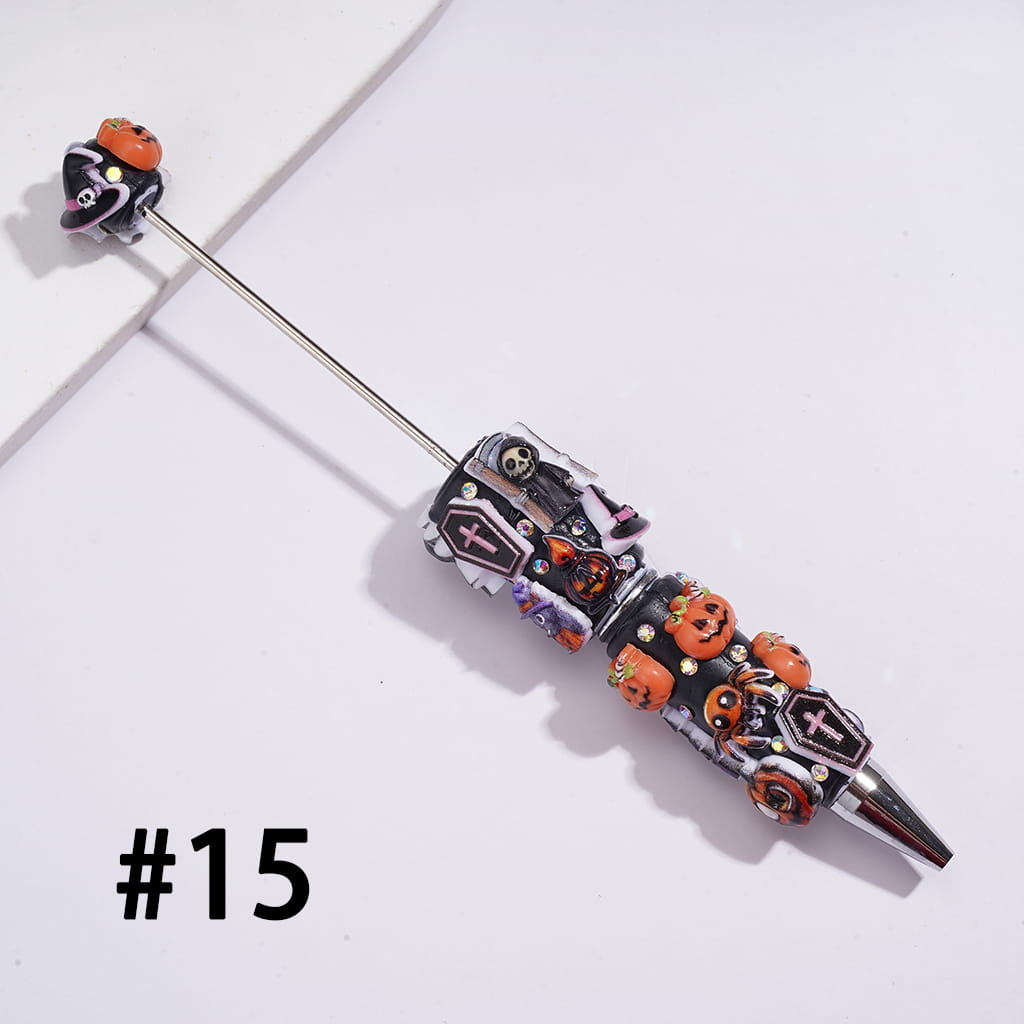 Beadable Clay Pen w Black Base Halloween Theme Series & Rhinestones, Assorted Style