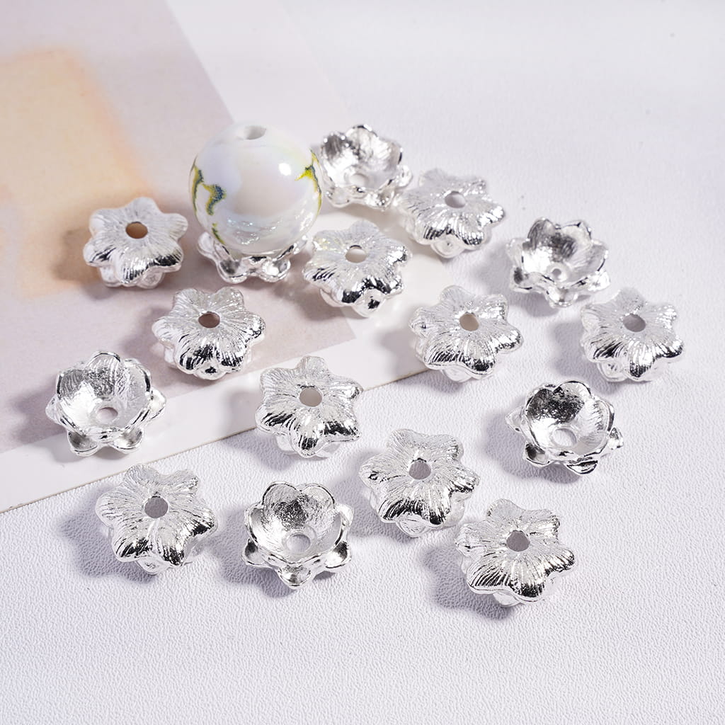 Lotus Flower Silver Bead Cages with Alloy Bead Cap (They Fit 10MM Beads)