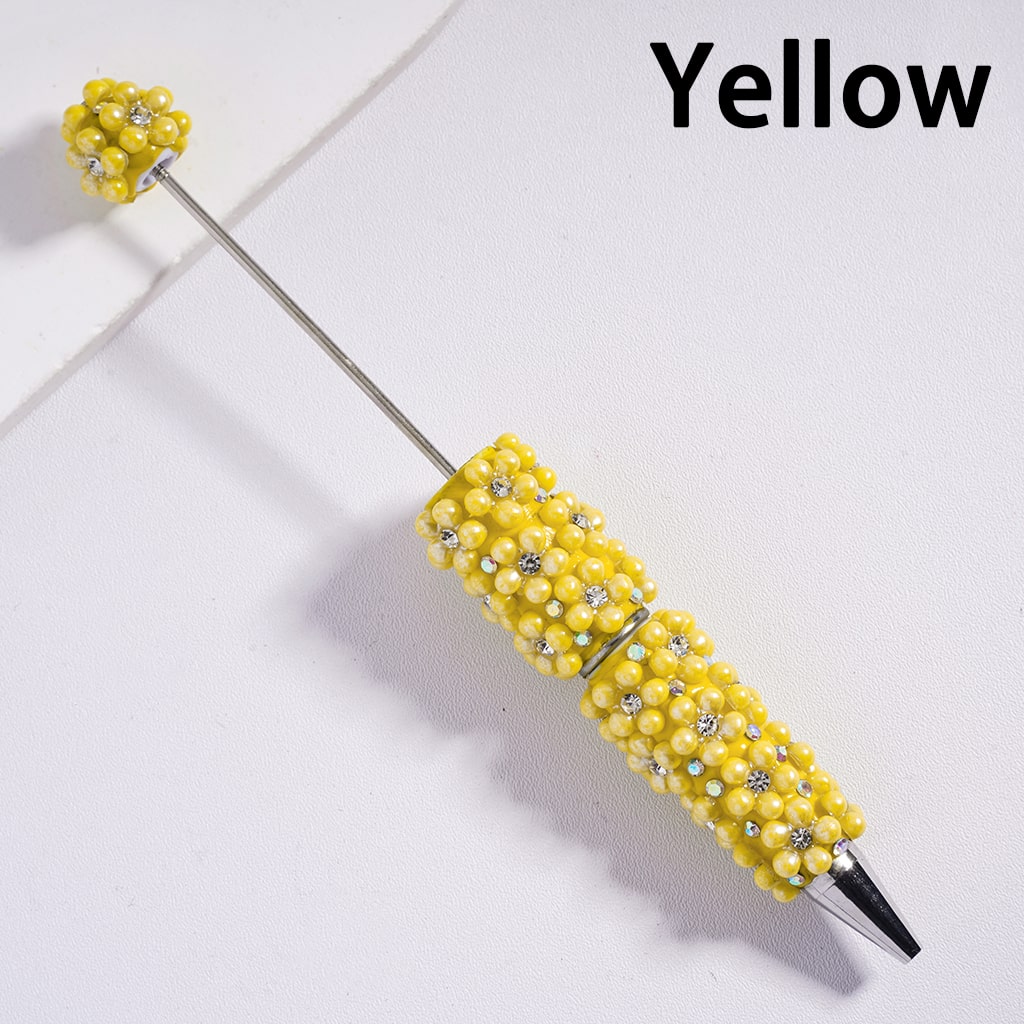 Floral Beadable Clay Pen with Multi-Color Clear AB Rhinestones & Pearls Compose Flower Random Mix
