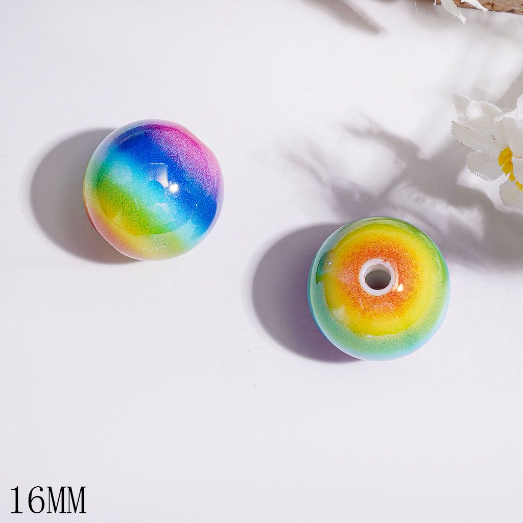 UV-Coated Acrylic Beads for Bracelets with Rainbow, 16MM