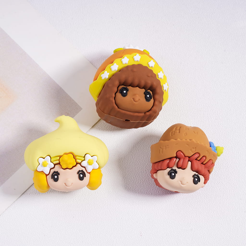 Lovely Baby Face Heads with Various Hats PVC Rubber Beads Random Mix