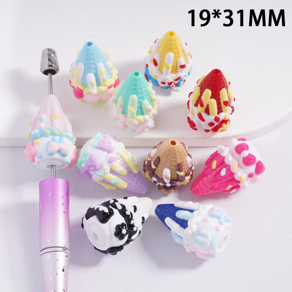 Fruits & Candy Designs Ice‑Cream Acrylic Beads 19*31MM, Random Mix