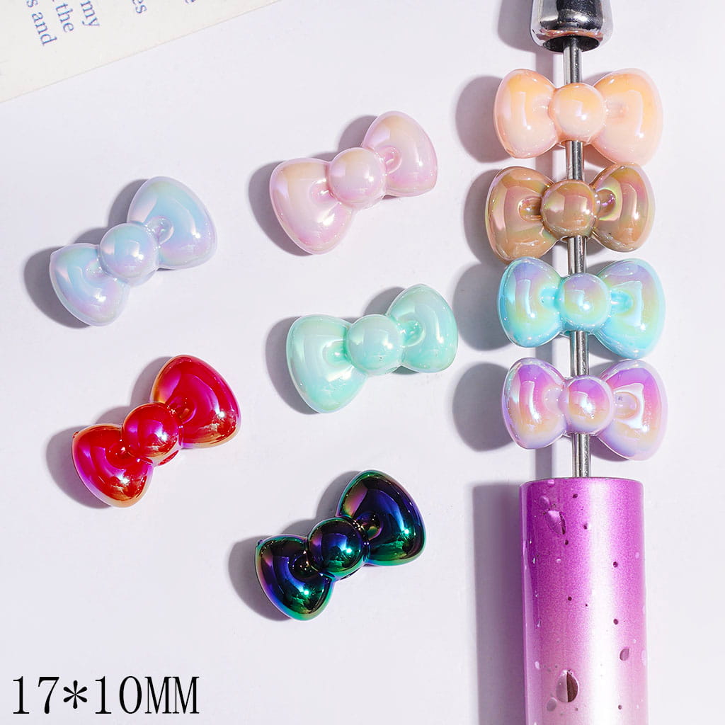 Acrylic Beads UV-Coated Mini Bowtie, 17*10MM, Multi-Color, Random Mix
