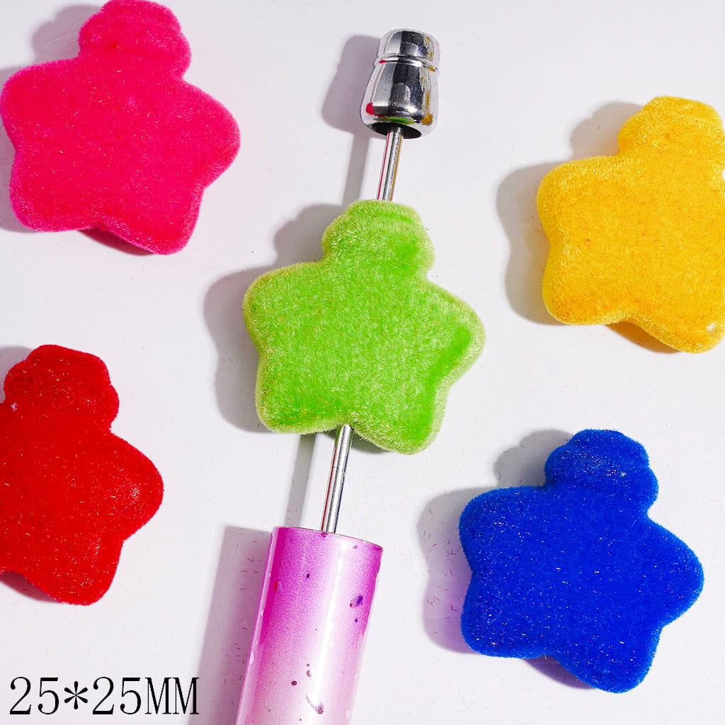Star Wishing Bottle Acrylic Beads Flocked Fluffy Finish, 25*25MM, Multi-Color, Random Mix