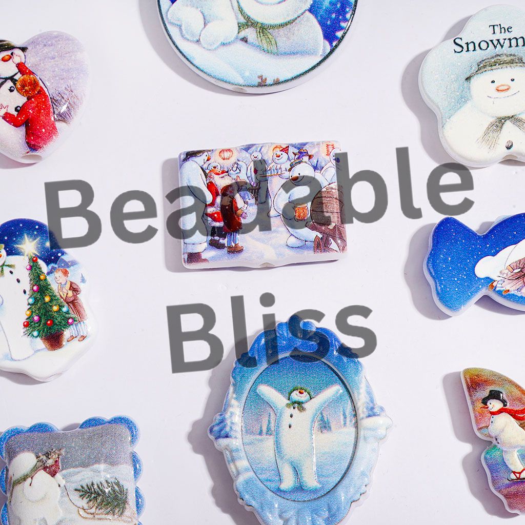 England Classic Snowman Picture Series Acrylic Beads and Pendants, Random Mix