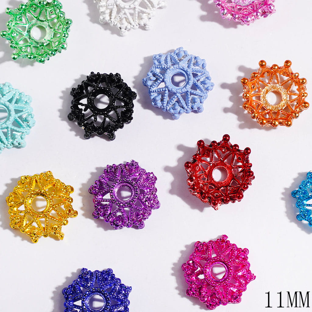 Alloy Bead Cages Hollowed Eight Pointed Star, Bead Cap, 11MM Multi-Color Random Mix (They Fit 10MM Beads)