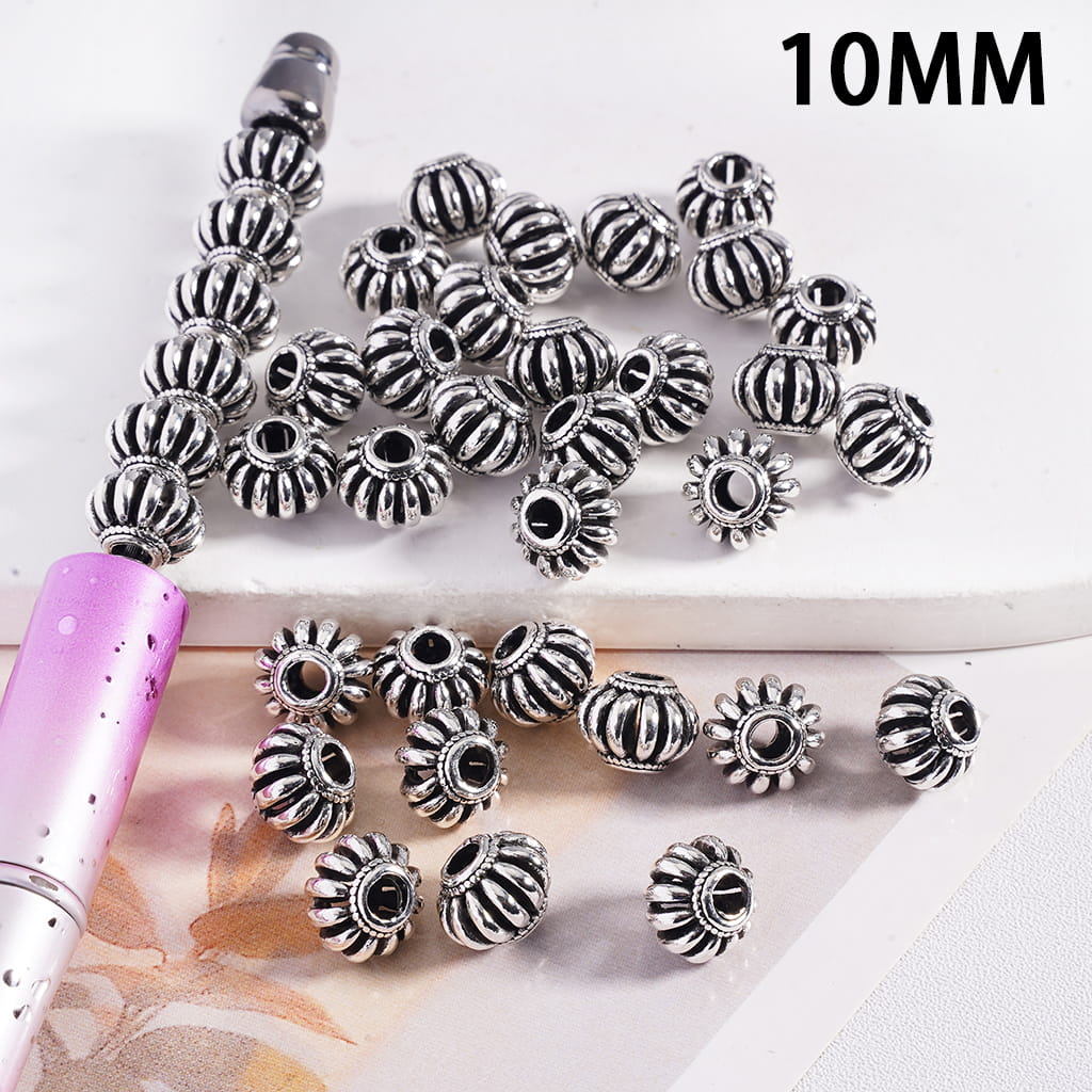 Gun Black Lantern Shape Round Alloy Beads 10 mm