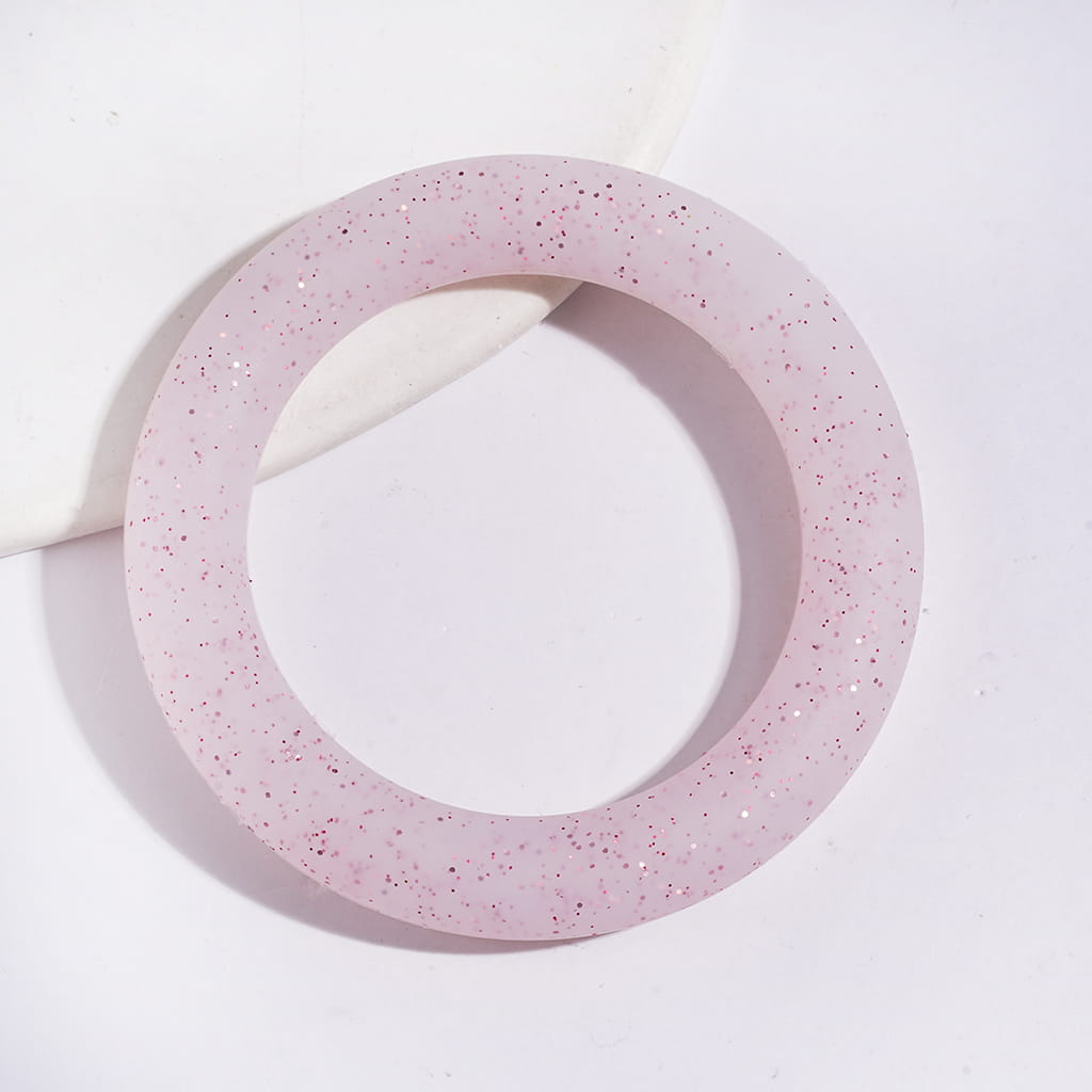 Sparkling Glitter Circle Soft Round Silicone Focal Bead, Car Hanger Charm Loop, 65MM, Multi-Color