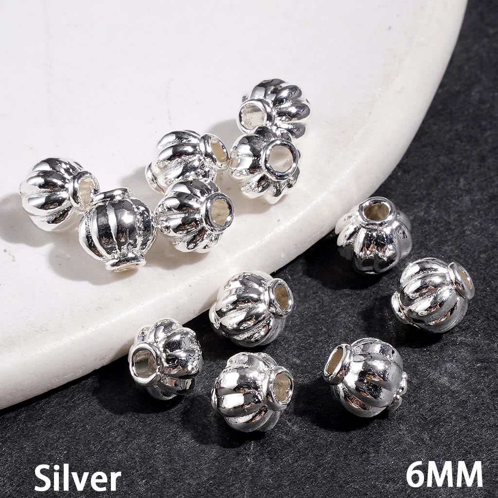 Mini Lantern Shaped Metal Beads, 6MM, Gold and Silver, Jewelry Accessories