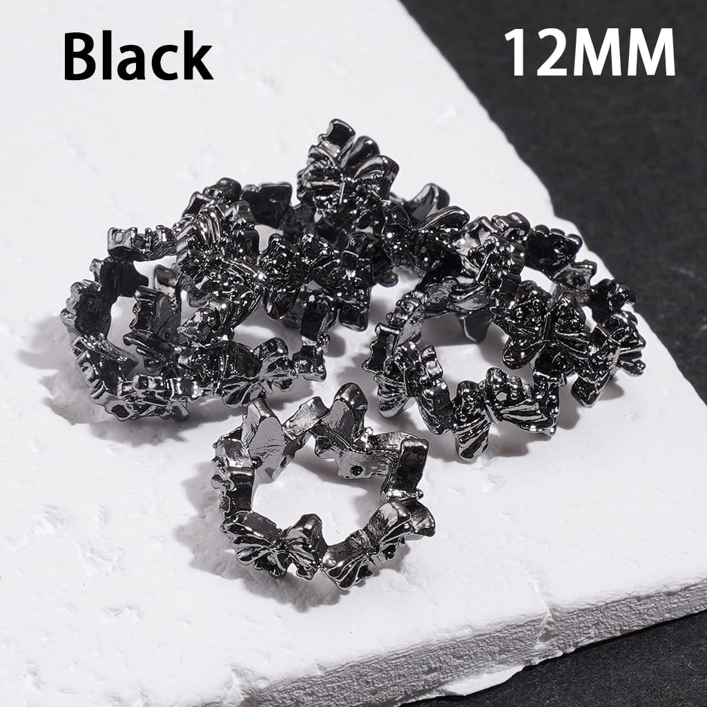Linked Butterflies Metal Spacer Beads, 12MM, Gold & Silver & Black