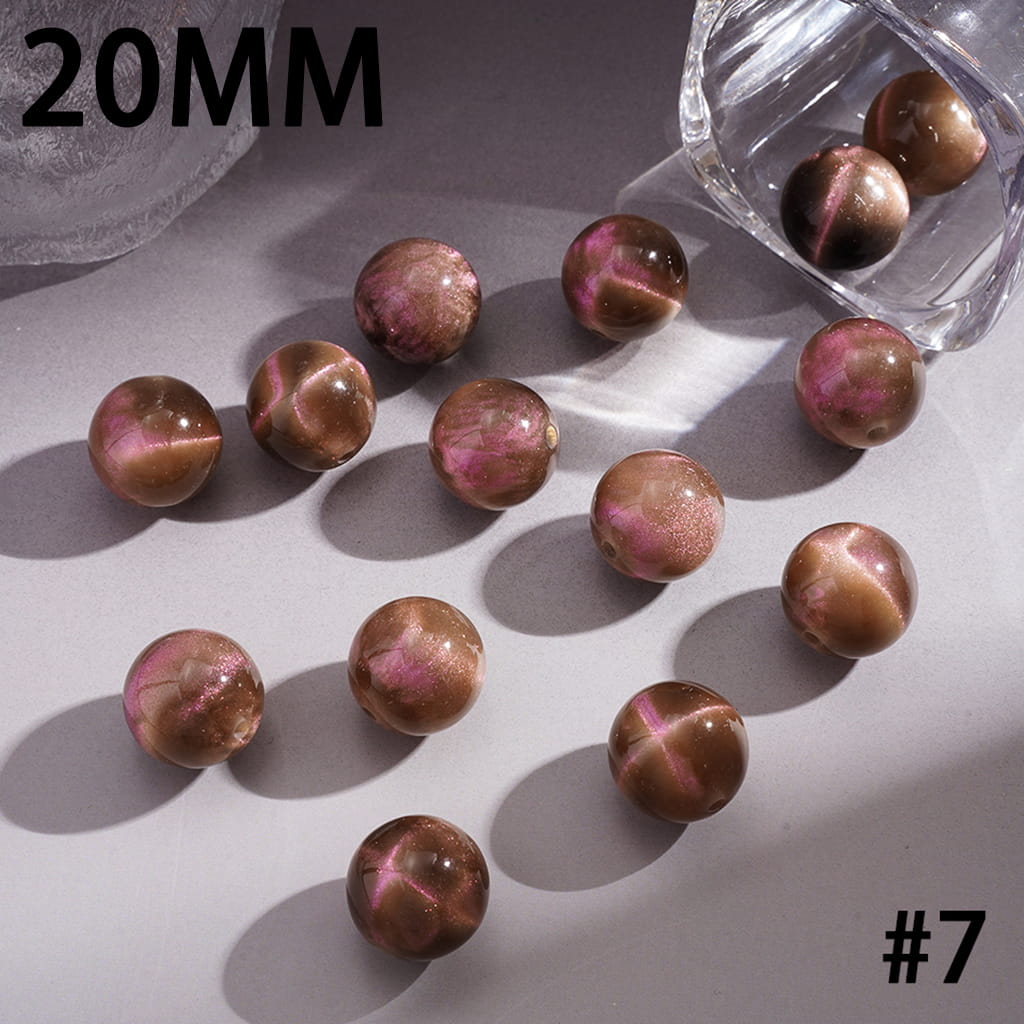 Cat Eye Style and Glitter Effect Multi-Color Round Acrylic Beads for Bracelets 20MM
