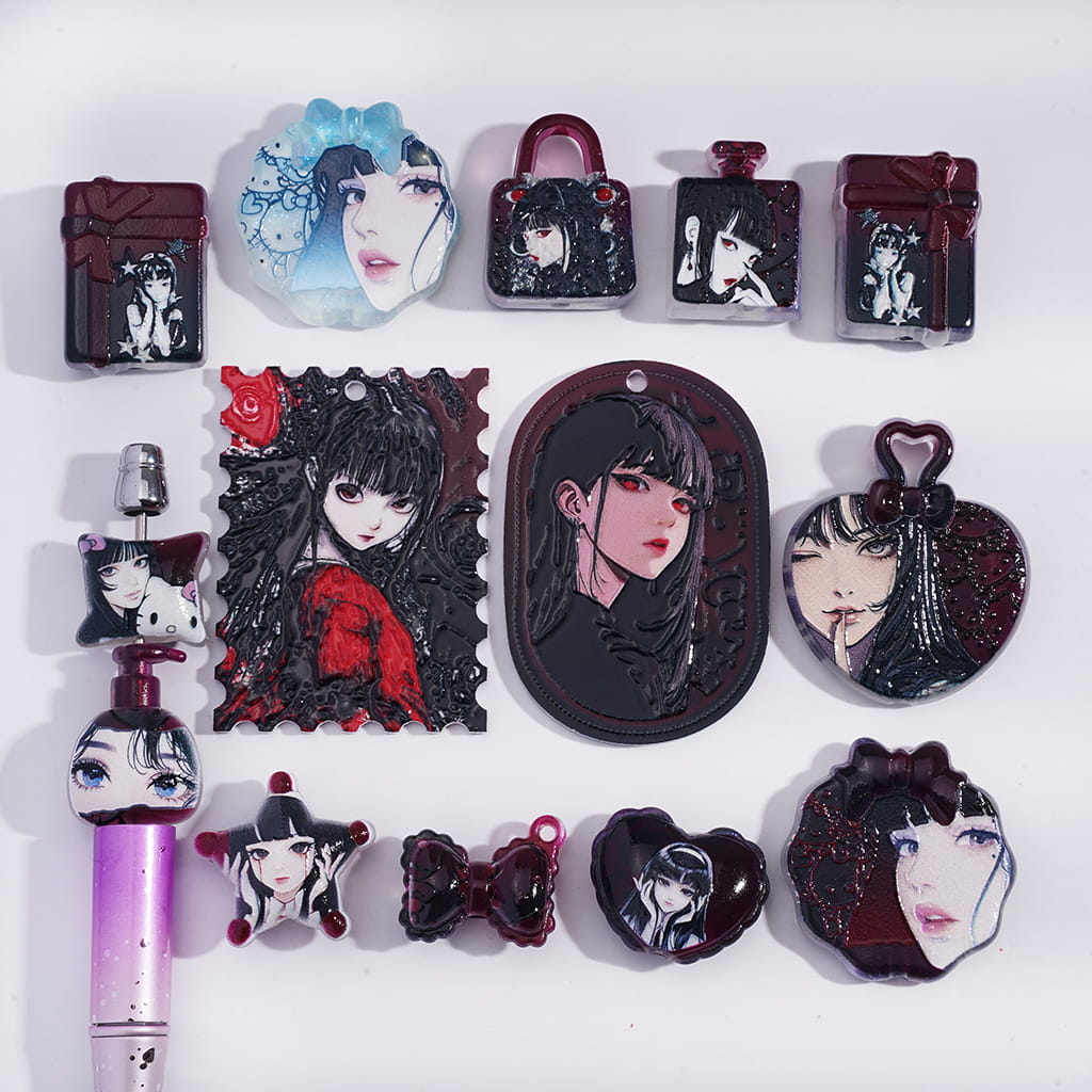 Cool Gothic Girl Series Acrylic Beads for Pendant Random Mix