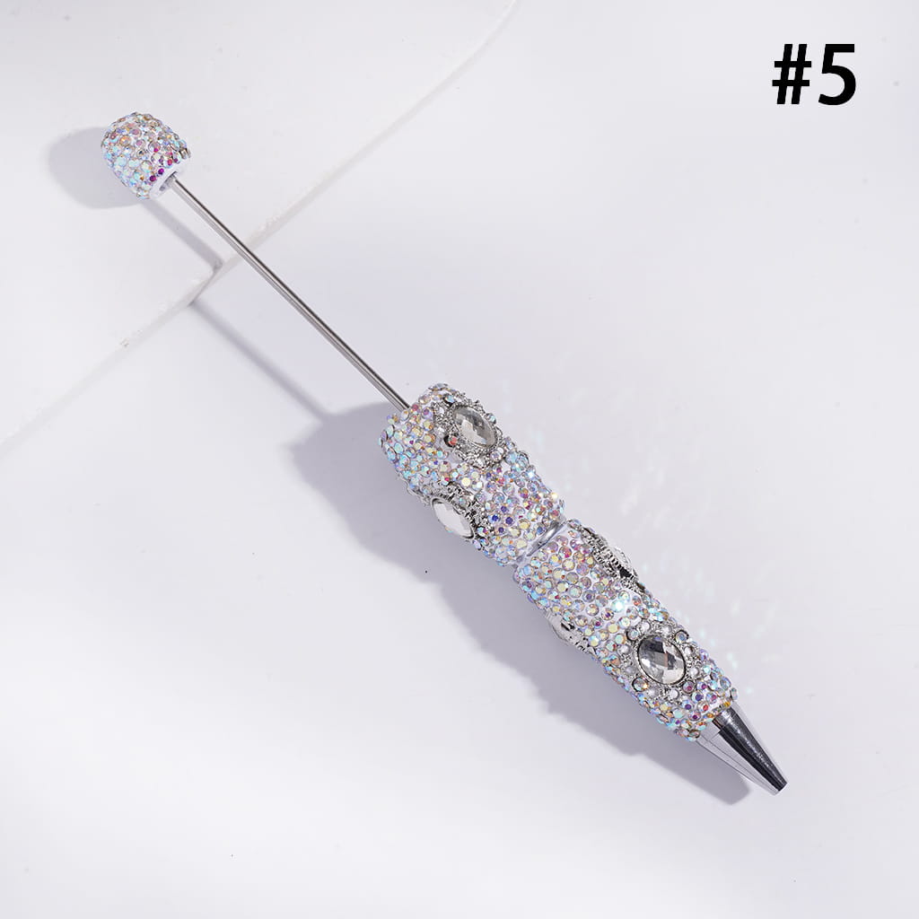 Silver Color Metal Mirror Shape Rhinestones Covered Beadable Clay Pen