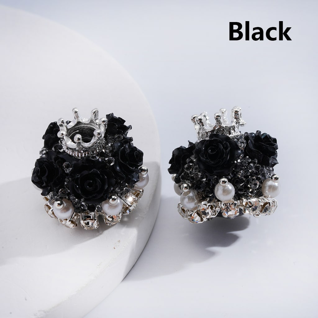 Flower & Crown Design with Pearls & Rhinestones Shiny Sugar Acrylic Beads Multi Color 20*21MM
