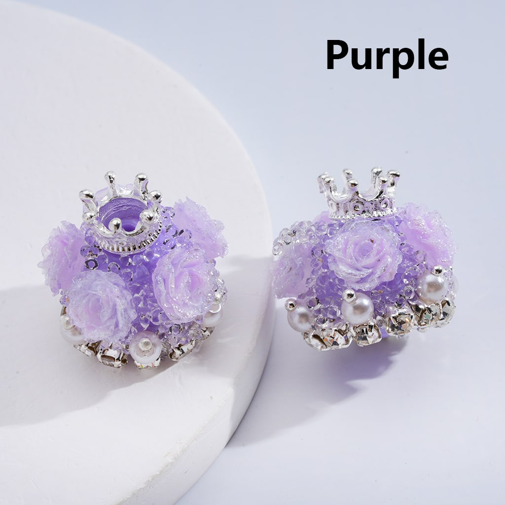 Flower & Crown Design with Pearls & Rhinestones Shiny Sugar Acrylic Beads Multi Color 20*21MM