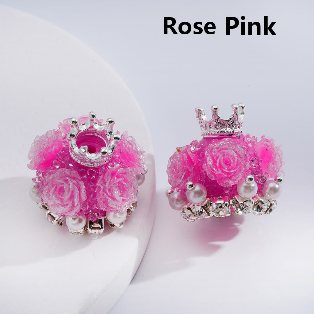 Flower & Crown Design with Pearls & Rhinestones Shiny Sugar Acrylic Beads Multi Color 20*21MM