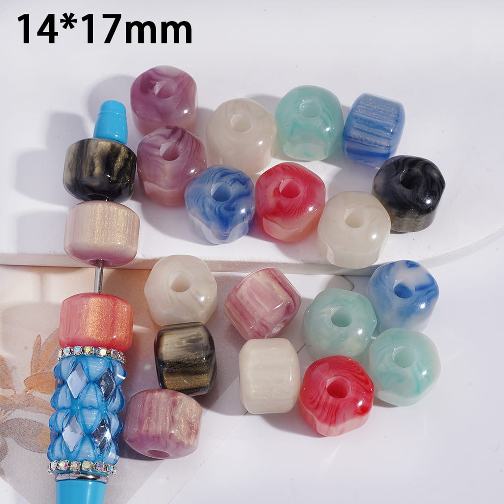 Gold Glitter Hexagon Prisms Acrylic Beads Large Size, 14*17MM, Random Mix