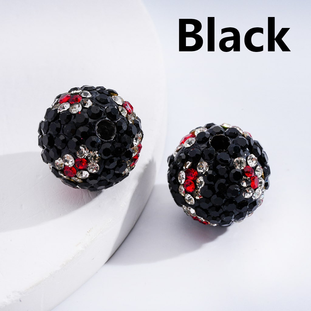 Leopard & Jaguar Print with Rhinestones Multi-Color Clay Beads 16MM
