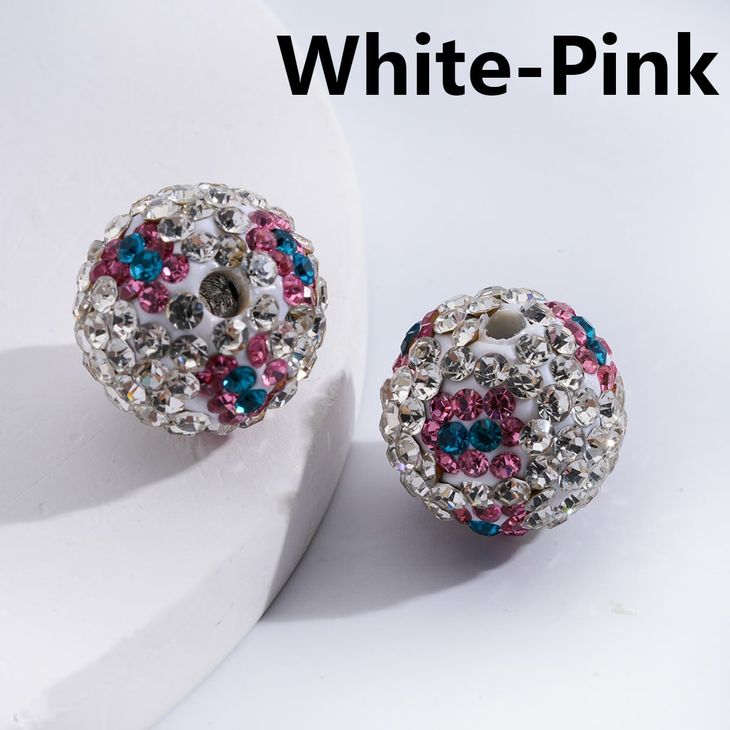 Leopard & Jaguar Print with Rhinestones Multi-Color Clay Beads 16MM