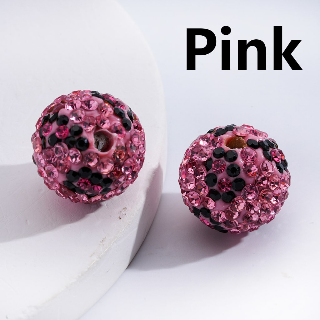 Leopard & Jaguar Print with Rhinestones Multi-Color Clay Beads 16MM