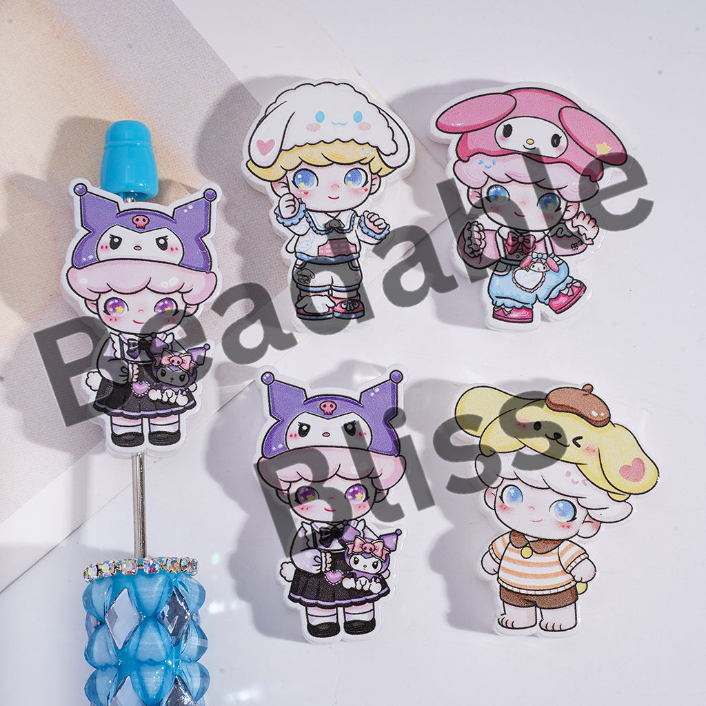 Acrylic Beads Baby Boy Wearing Adorable Character Hat and Clothes, Random Mix