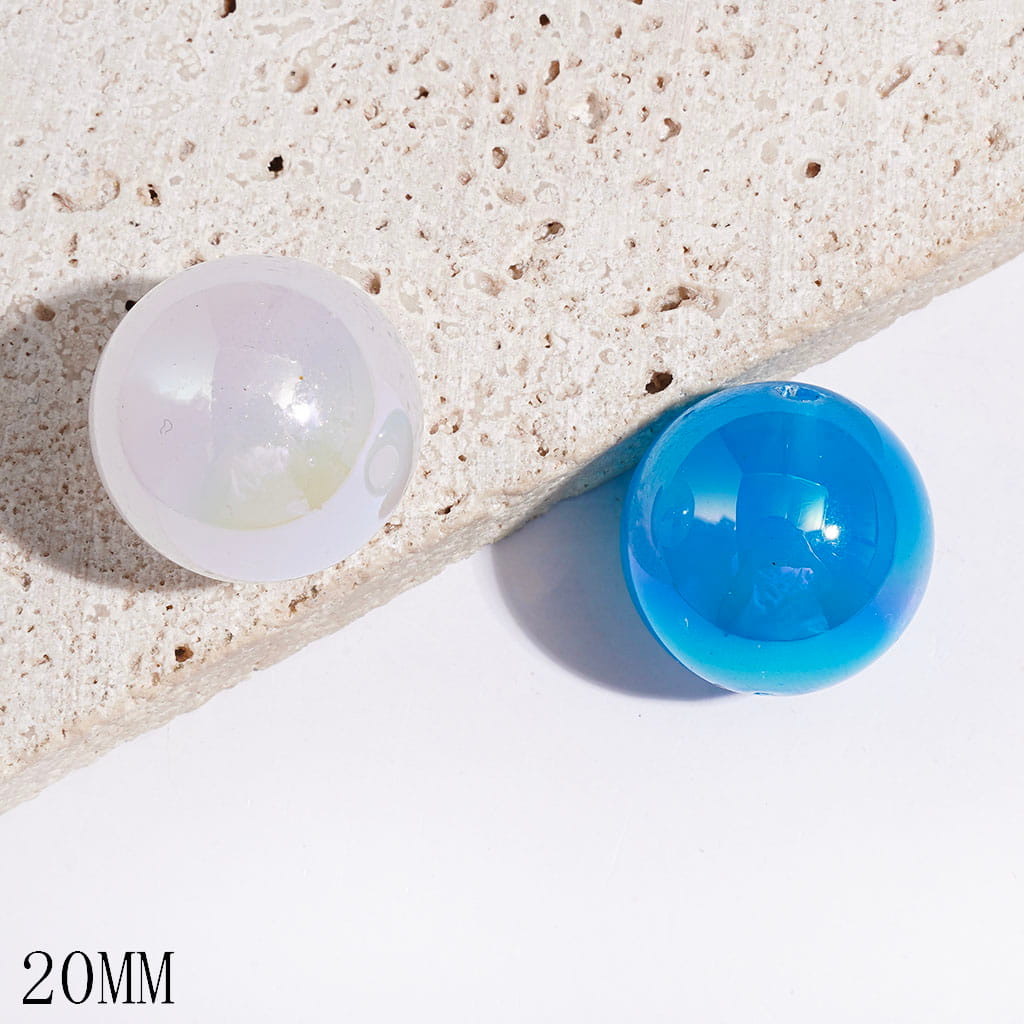 UV-Coated Vibrant Assorted-Color Smooth Round Acrylic Beads, 20MM, Random Mix