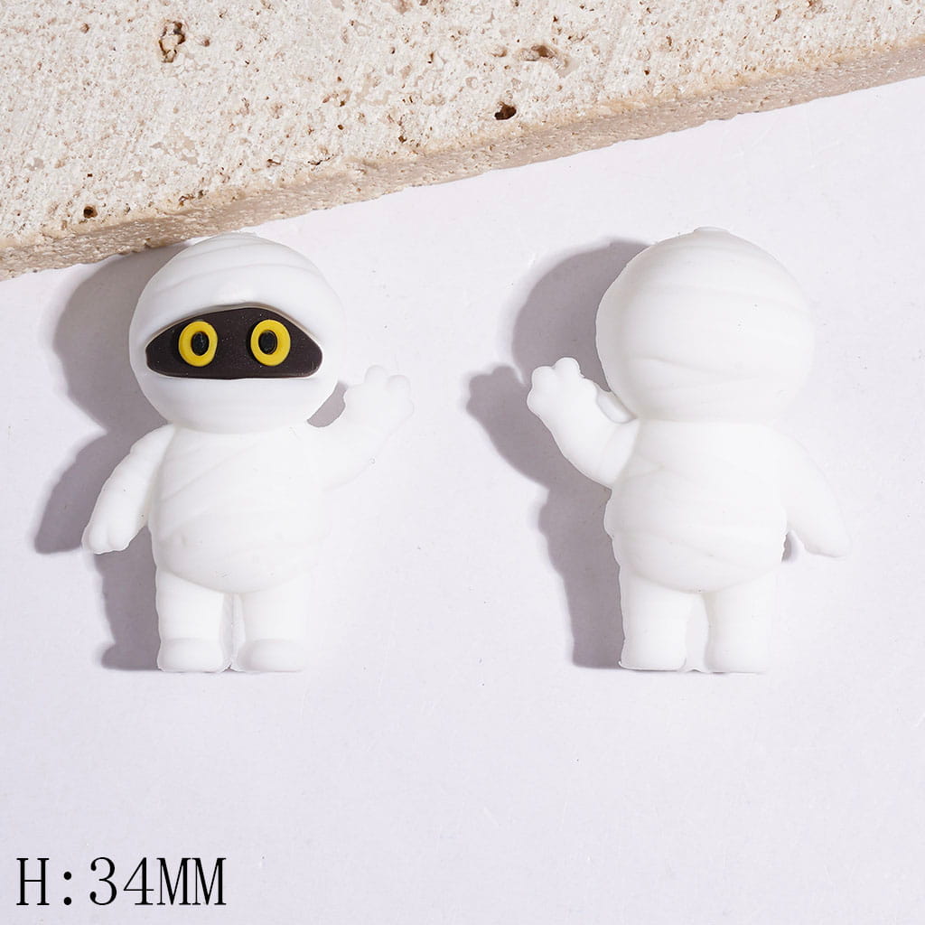 Silicone Focal Beads 3D Mummy with Waving Gesture and Various Colors Bandage, Height 34MM
