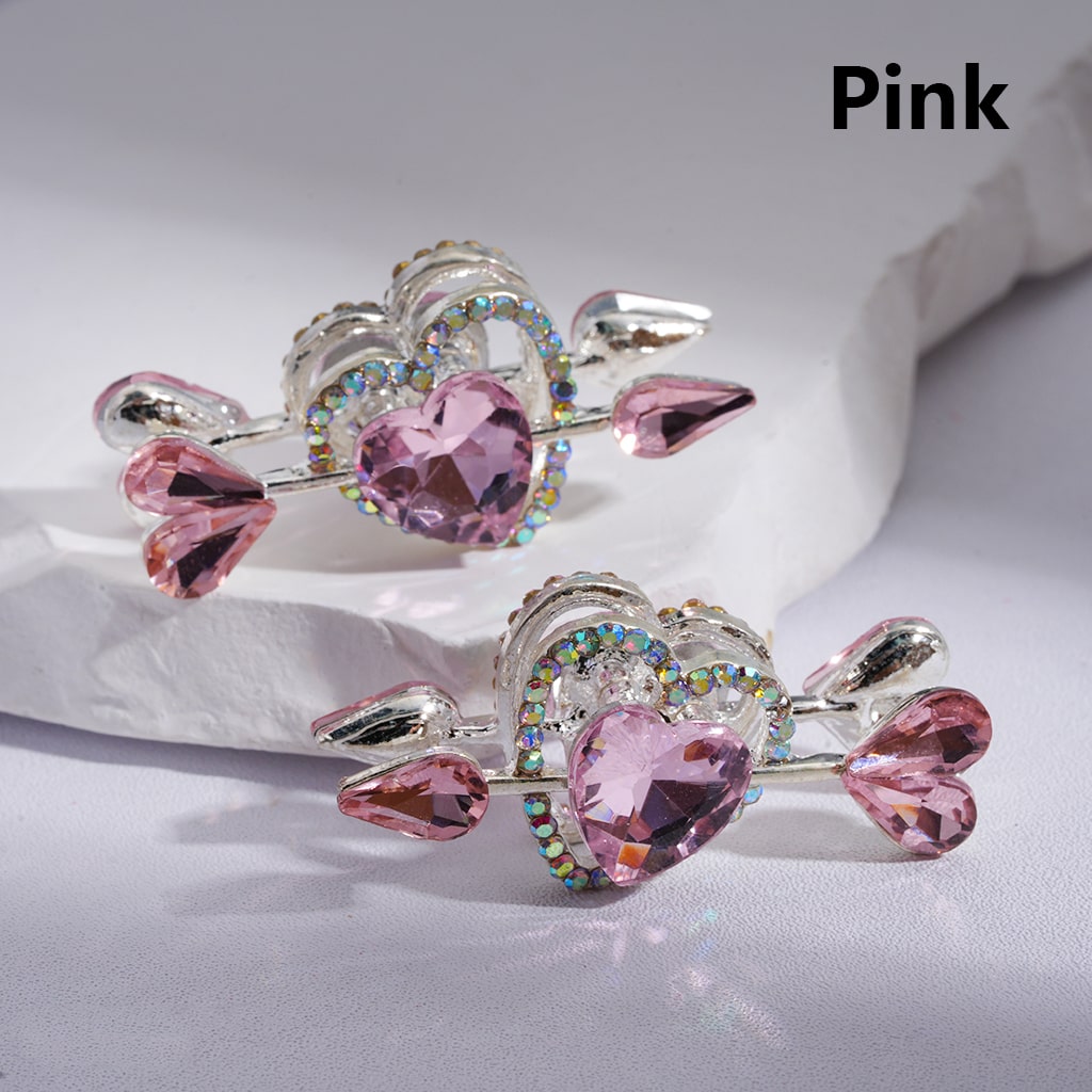 Cupid’s Arrow Heart with Rhinestones Multi-color Silver Alloy Beads 43*20MM