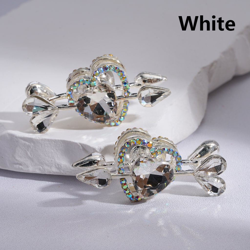 Cupid’s Arrow Heart with Rhinestones Multi-color Silver Alloy Beads 43*20MM