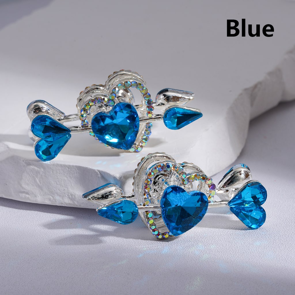 Cupid’s Arrow Heart with Rhinestones Multi-color Silver Alloy Beads 43*20MM