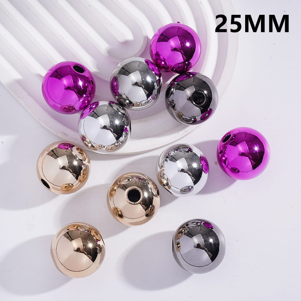 Round Large Shiny Metallic Color Acrylic Beads, 25MM, Please Read the Description