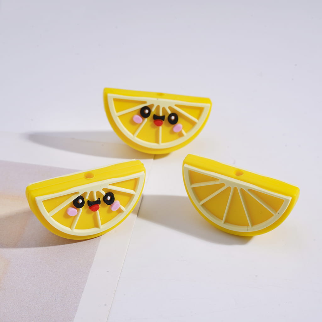 3D Assorted Yummy Style Fruit Segment Silicone Focal Beads Random Mix