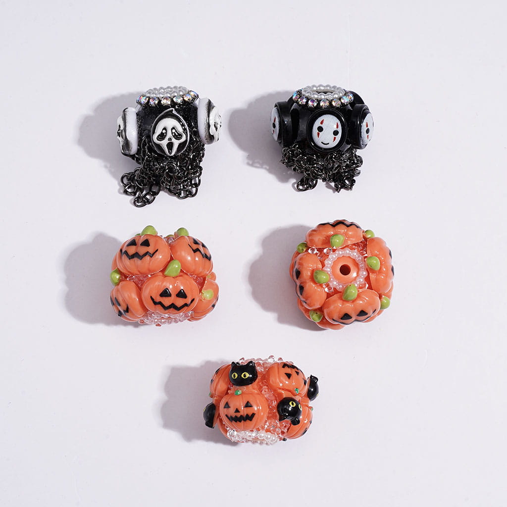 Spooky Festive Series Mini Pumpkin, Bat, Magic Hat, Cat, Cross, Skull, and Bowtie Design Halloween Theme Charms for Jewelry Accessories
