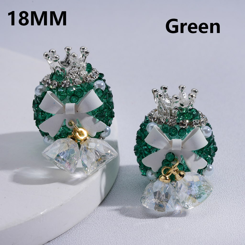 Crown & Bow Design with Pearls, Rhinestones, Crystals Multi-Color Sugar Acrylic Beads 18MM
