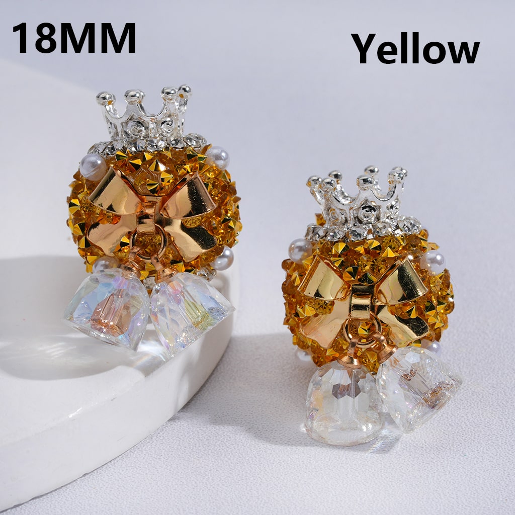 Crown & Bow Design with Pearls, Rhinestones, Crystals Multi-Color Sugar Acrylic Beads 18MM