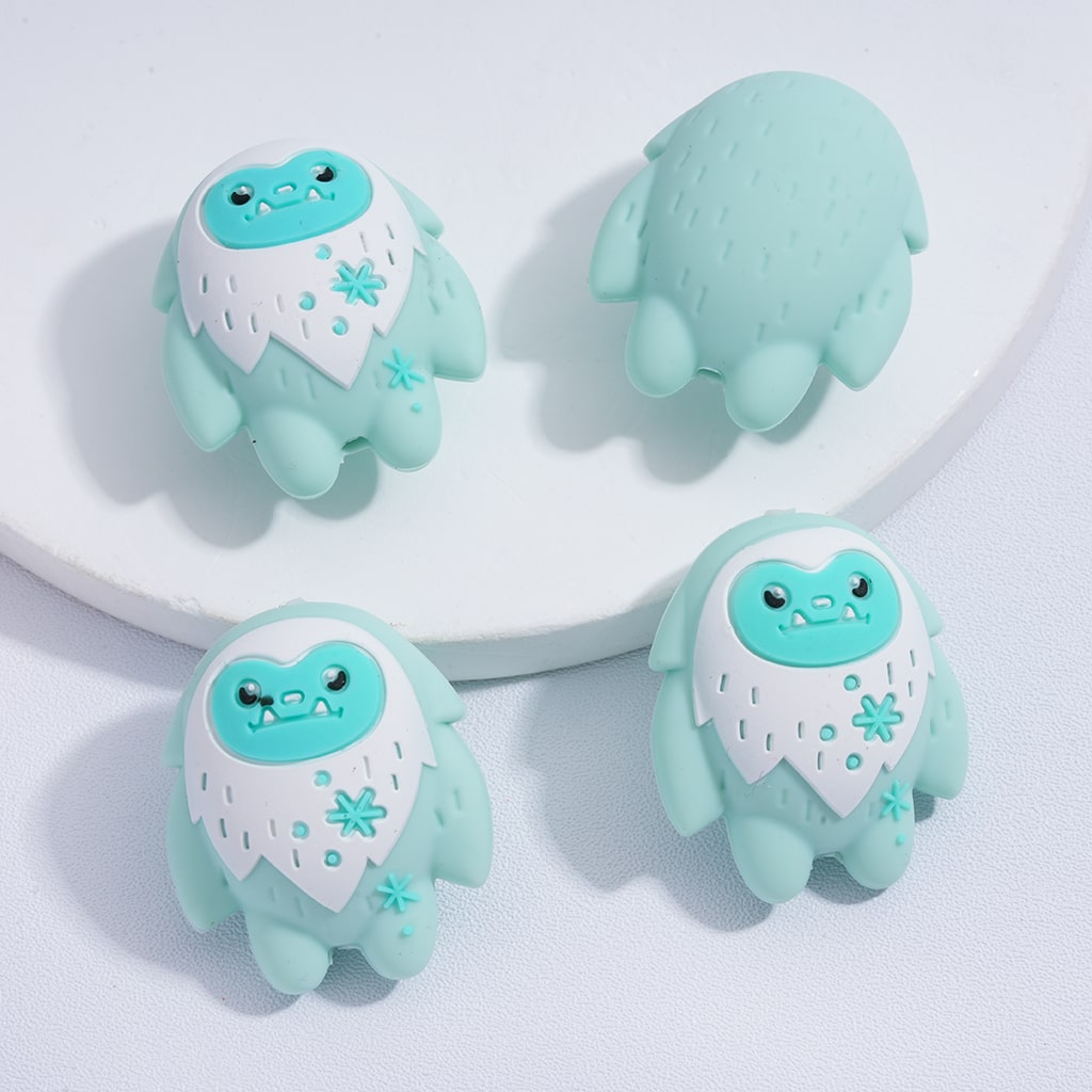 3D Winter Animals Set Polar Bear, Penguin, Snowman, Elk, Yeti Silicone Focal Beads