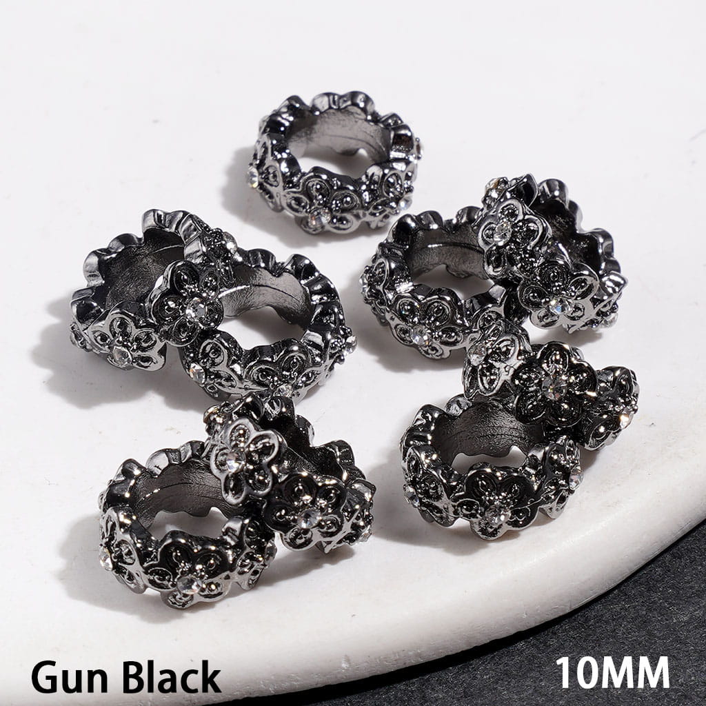 Elegant Flower with Clear Rhinestone Metal Spacer Beads, 10MM, Multi-Color