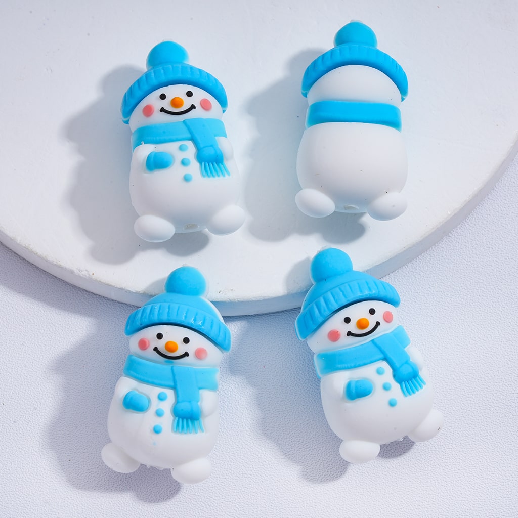 3D Winter Animals Set Polar Bear, Penguin, Snowman, Elk, Yeti Silicone Focal Beads