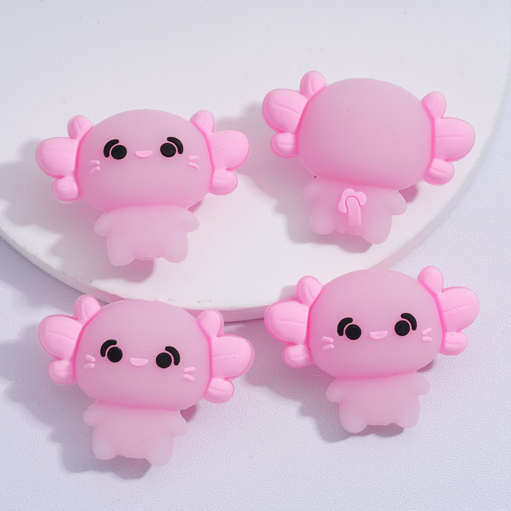 Cute 3D Pink Axolotl Design Style for Crafts Silicone Focal Beads