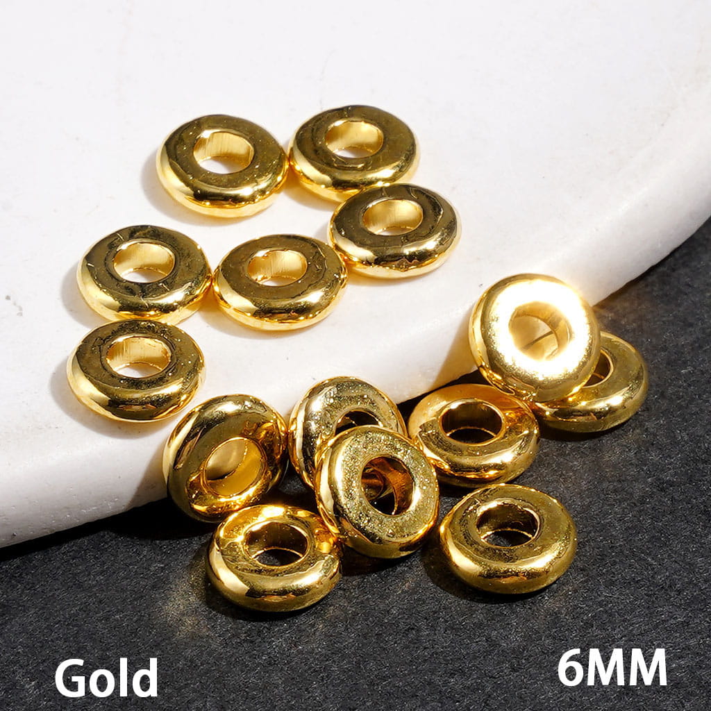 Classic Round Shaped Metal Spacer Beads, 6MM, Silver & Gold