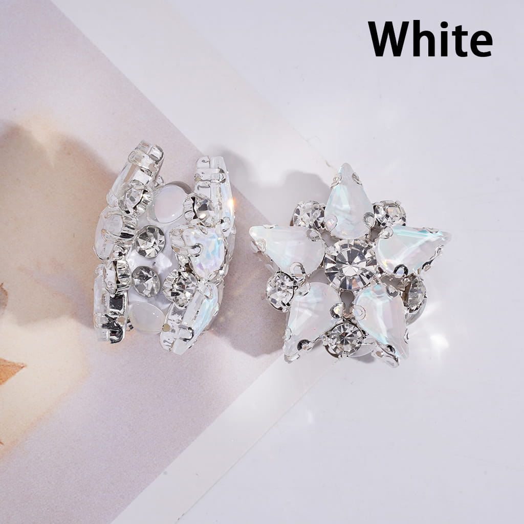 Alloy Five-Pointed Flower with Laser Iridescent and Clear Rhinestones Clay Beads 30*30MM