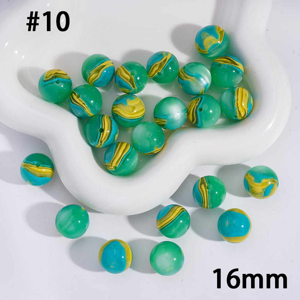 Layered Texture Multi‑Color Round Acrylic Bracelet Beads 16MM