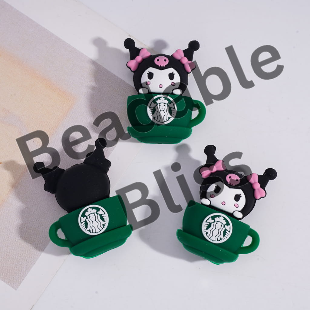 Silicone Focal Beads 3D Adorable Character Coffee Cup Style