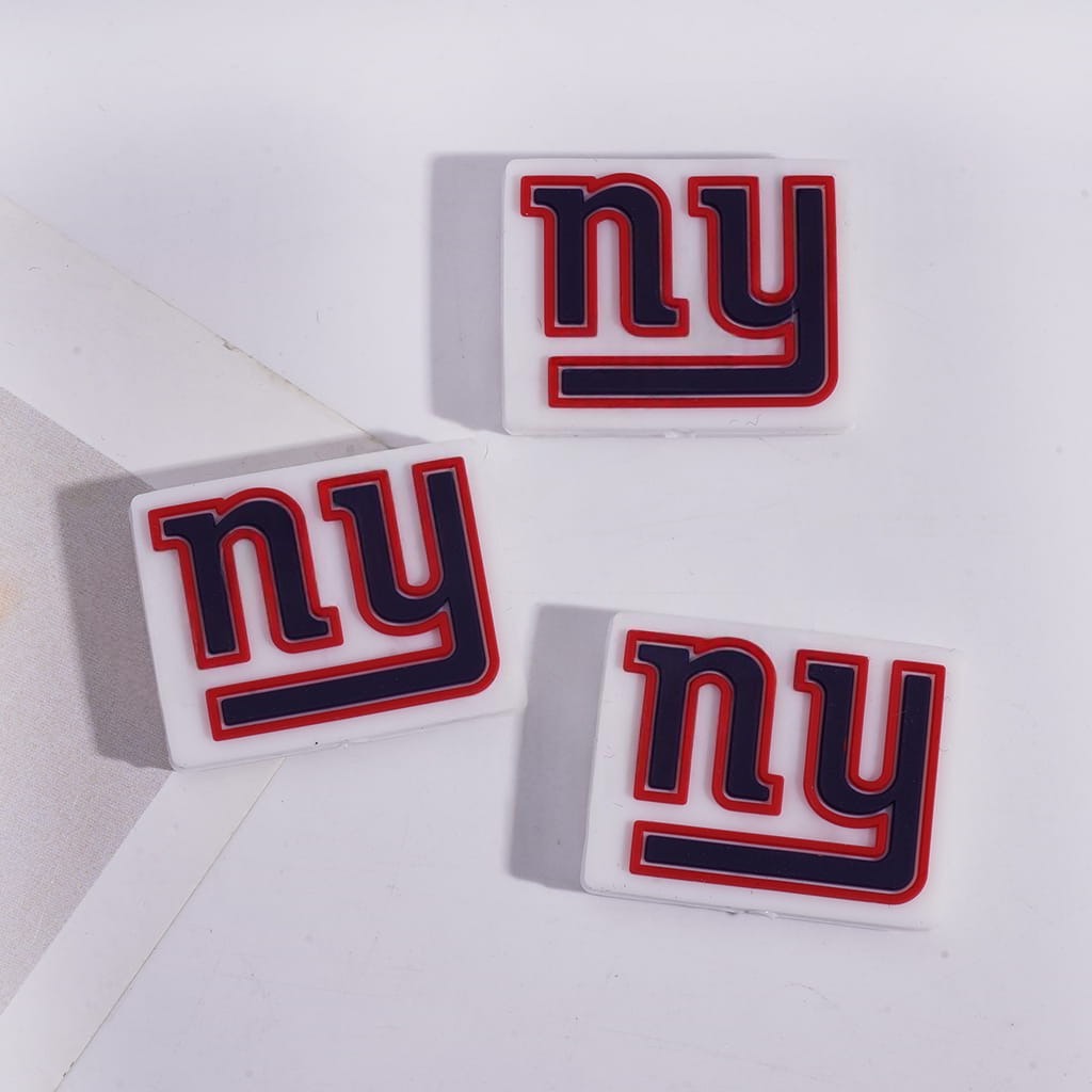 NY Football Team Flat Rectangle Print on White Background Silicone Focal Beads